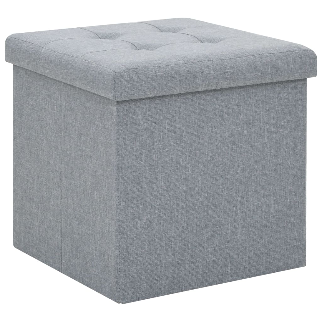 Hocker mit Stauraum Cremeweiß Leinenoptik
