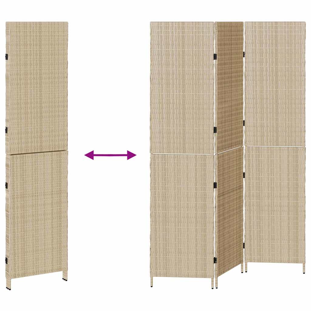 Raumteiler Schwarz 146 x 180 cm Poly-Rattan