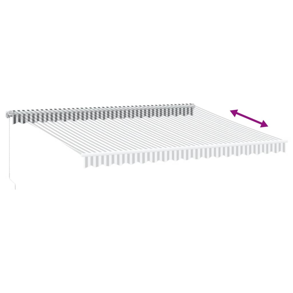 Markise Manuell Einziehbar mit LED 300x250 cm Blau und Weiß