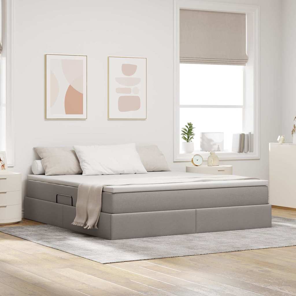 Aufbewahrungsbett mit Matratze Hellgrau 90 x 190 cm Polyester
