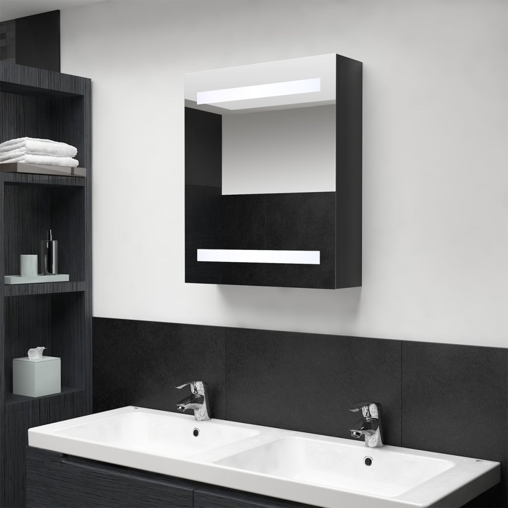 LED-Bad-Spiegelschrank Betongrau 50x14x60 cm