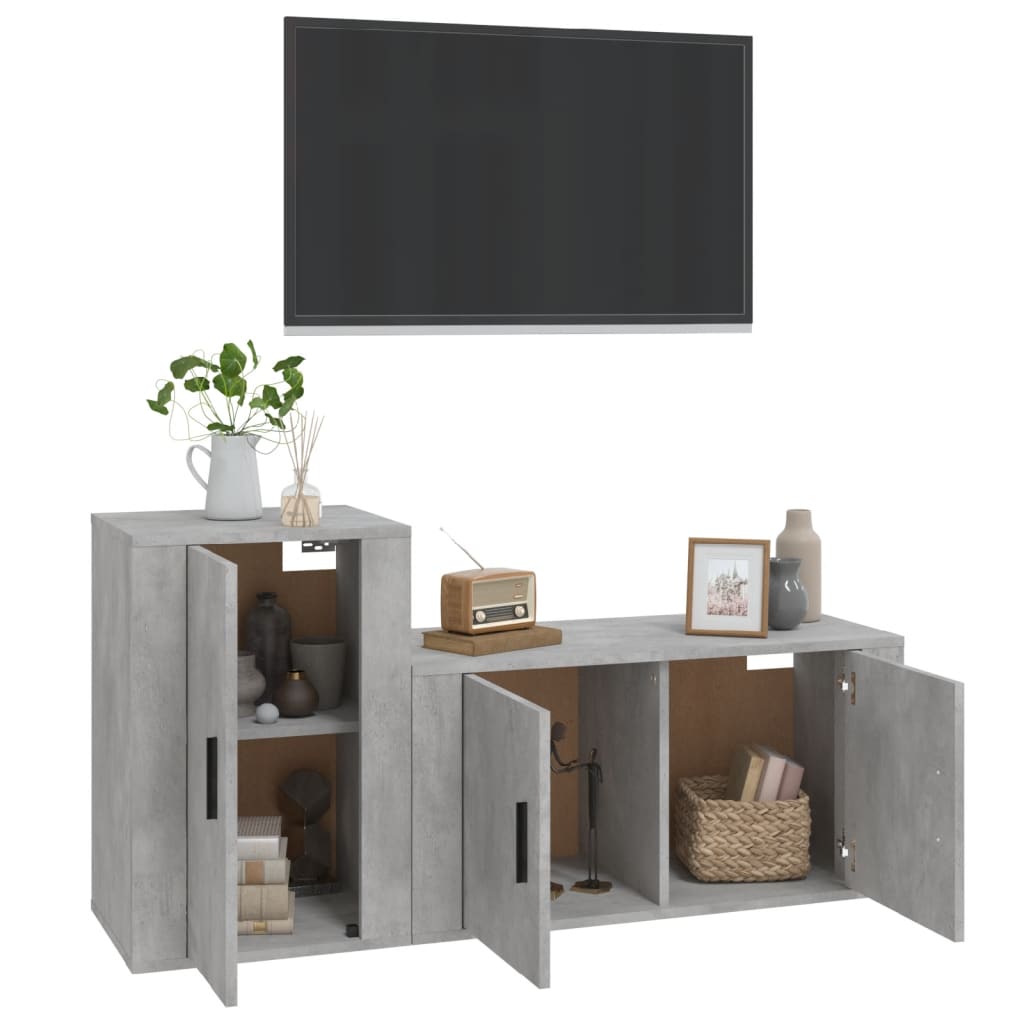 2-tlg. TV-Schrank-Set Hochglanz-Weiß Holzwerkstoff