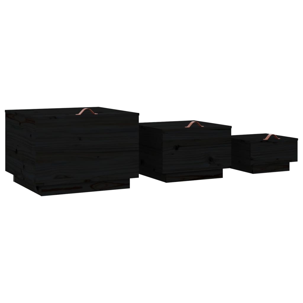 Aufbewahrungsboxen mit Deckeln 3 Stk. Weiß Massivholz Kiefer