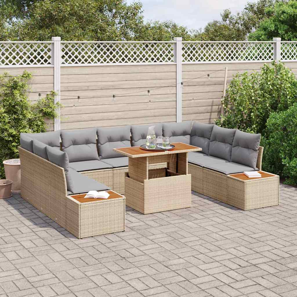 Garten Essgruppe mit Kissen 10 pcs Schwarz und Beige