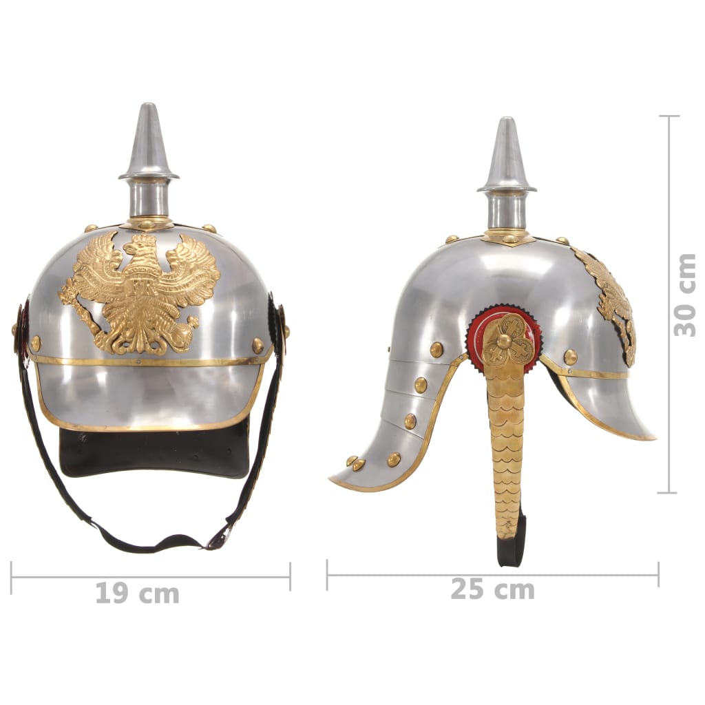 Preußische Pickelhaube Antik Replik für LARP Schwarz Stahl