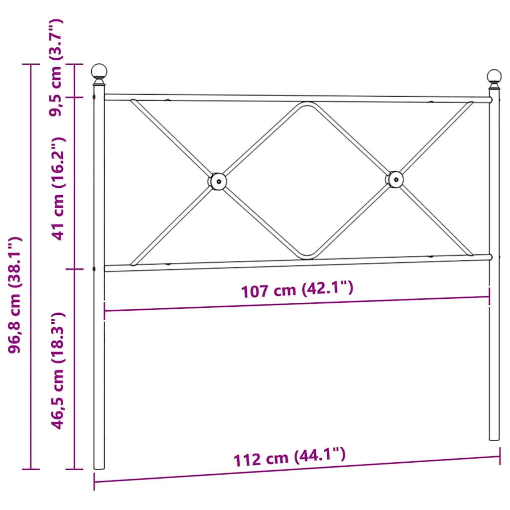 Ersatz-Kopfteil Metall Schwarz 75 cm