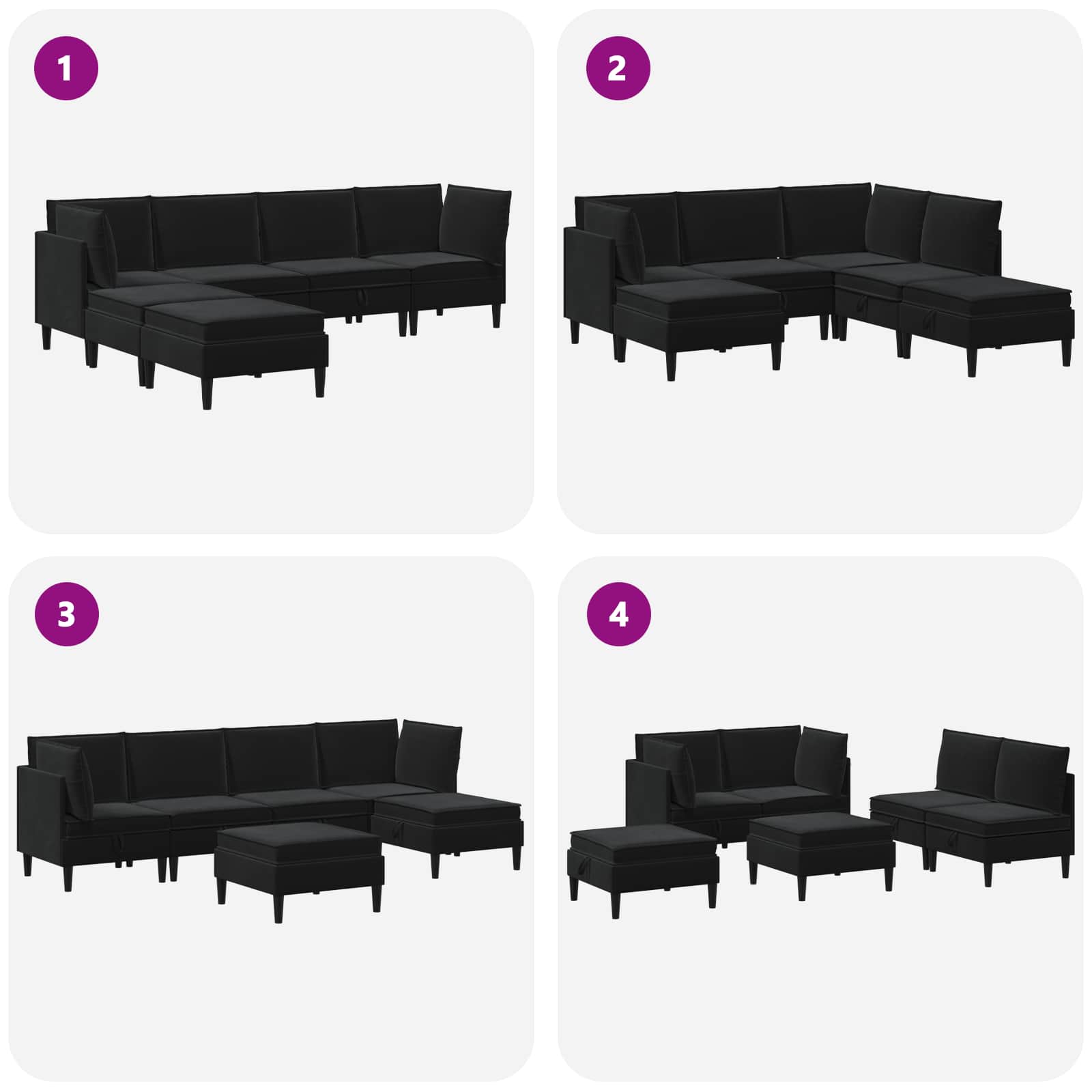 Wohnzimmergarnitur mit Kissen mit Speicher 3 pcs Hellgrau Samt