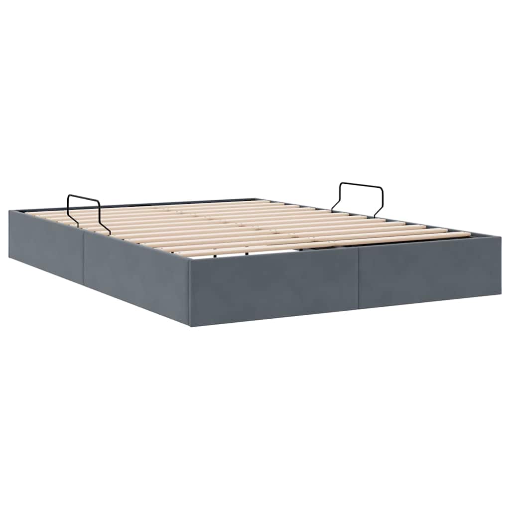 Aufbewahrungsbett mit Matratze Dunkelgrau 100 x 190 cm Samt