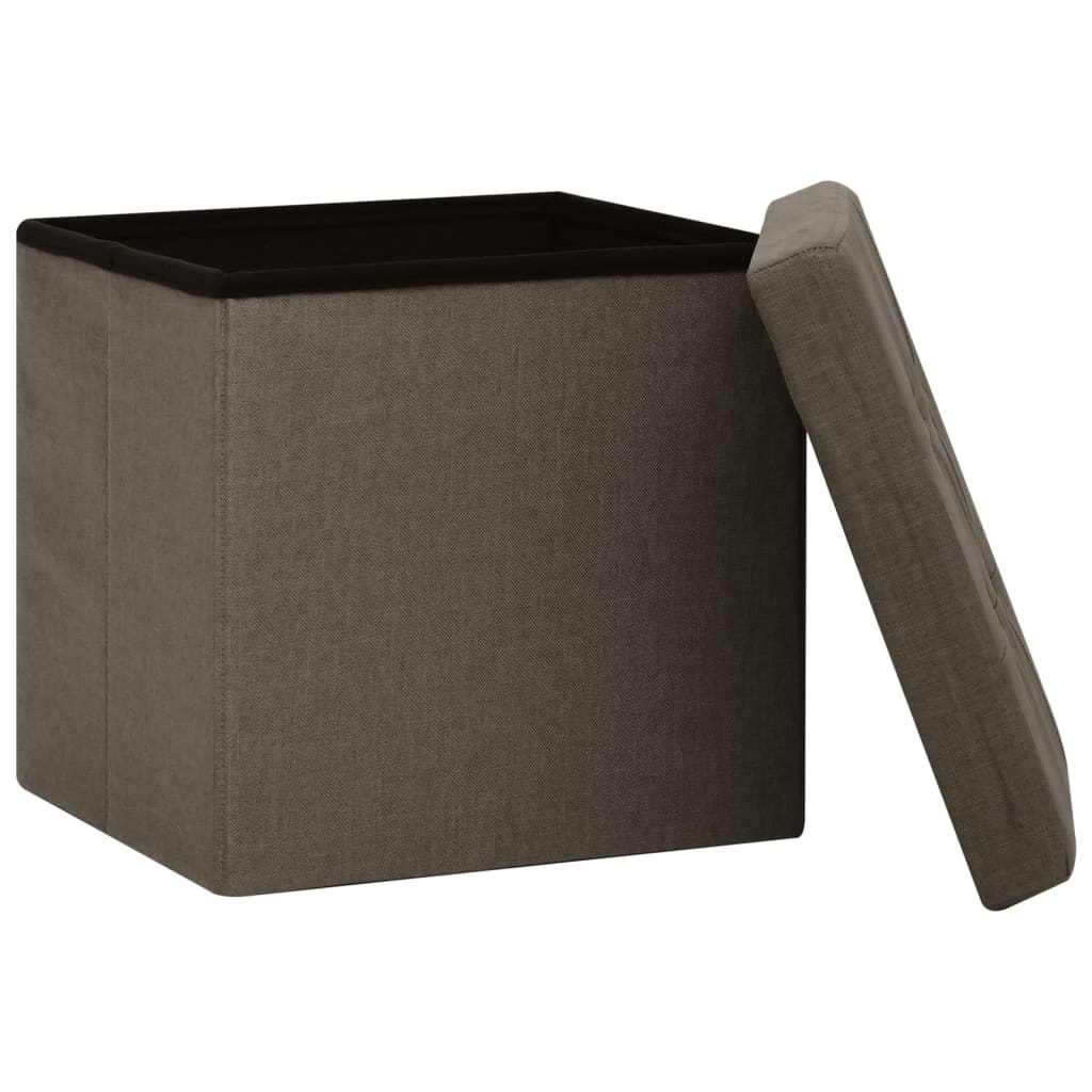 Hocker mit Stauraum Cremeweiß Leinenoptik