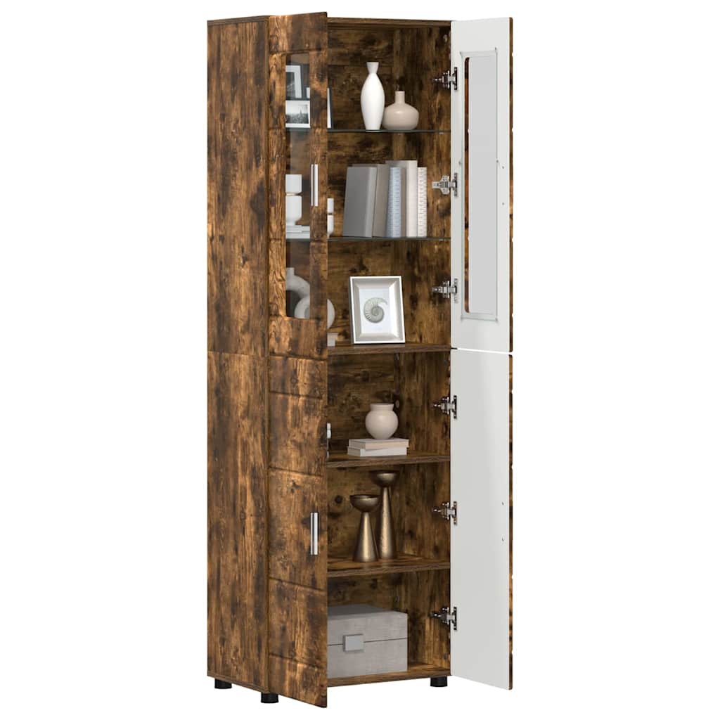 Highboard mit Regal FLORIN Weiß 60 x 35 x 182 cm Holzwerkstoff