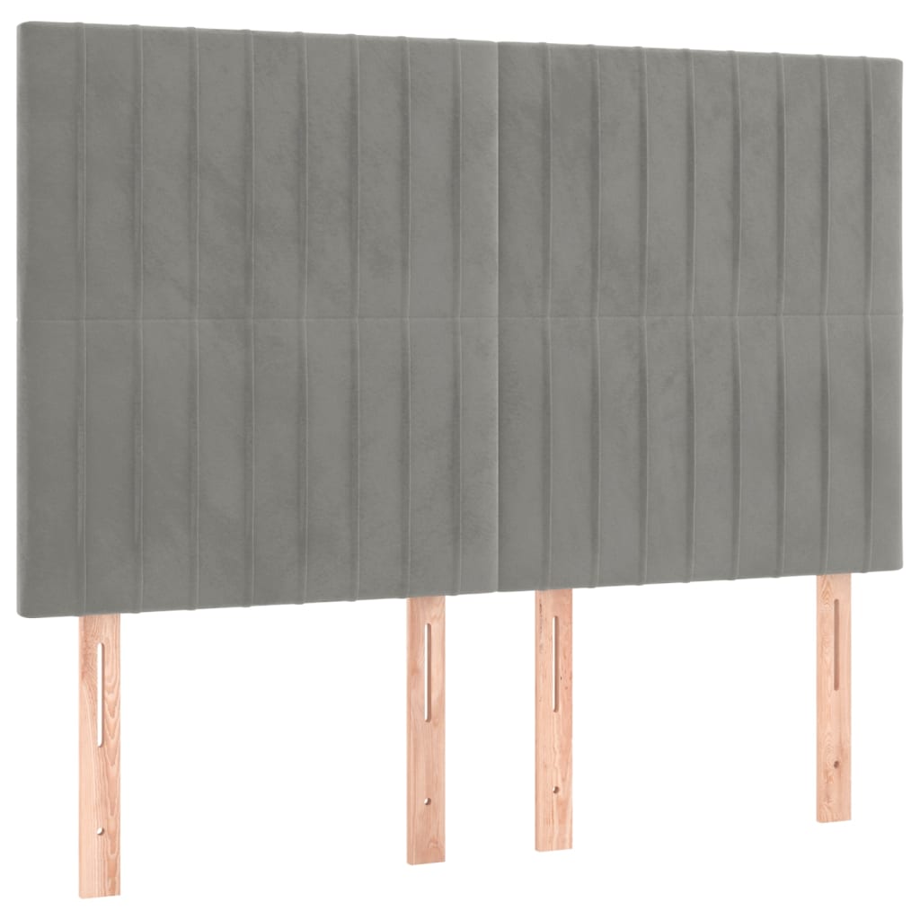 Kopfteil Hellgrau 80x5x118/128 cm Samt