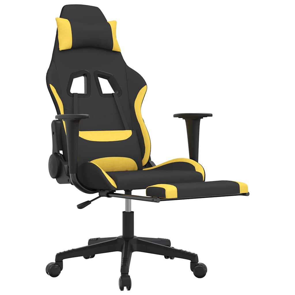 Gaming-Stuhl mit Massagefunktion Schwarz und Creme Stoff