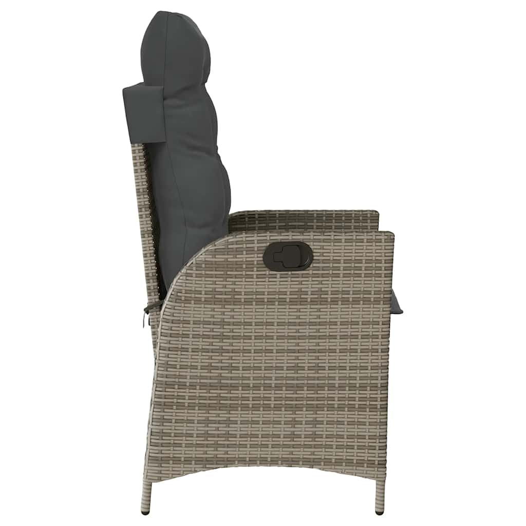 Gartensessel Verstellbar mit Kissen Schwarz Poly Rattan