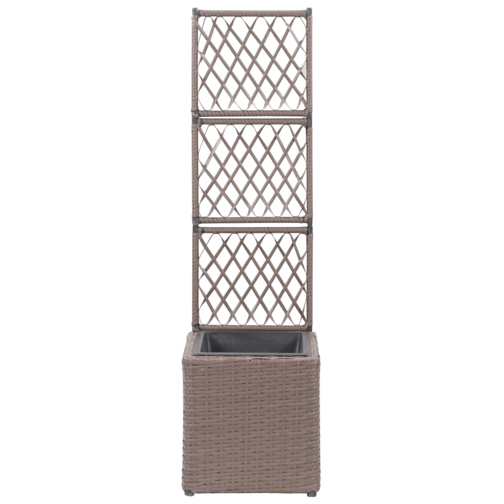 Hochbeet mit Rankgitter 1 Topf 30x30x107cm Poly Rattan Schwarz