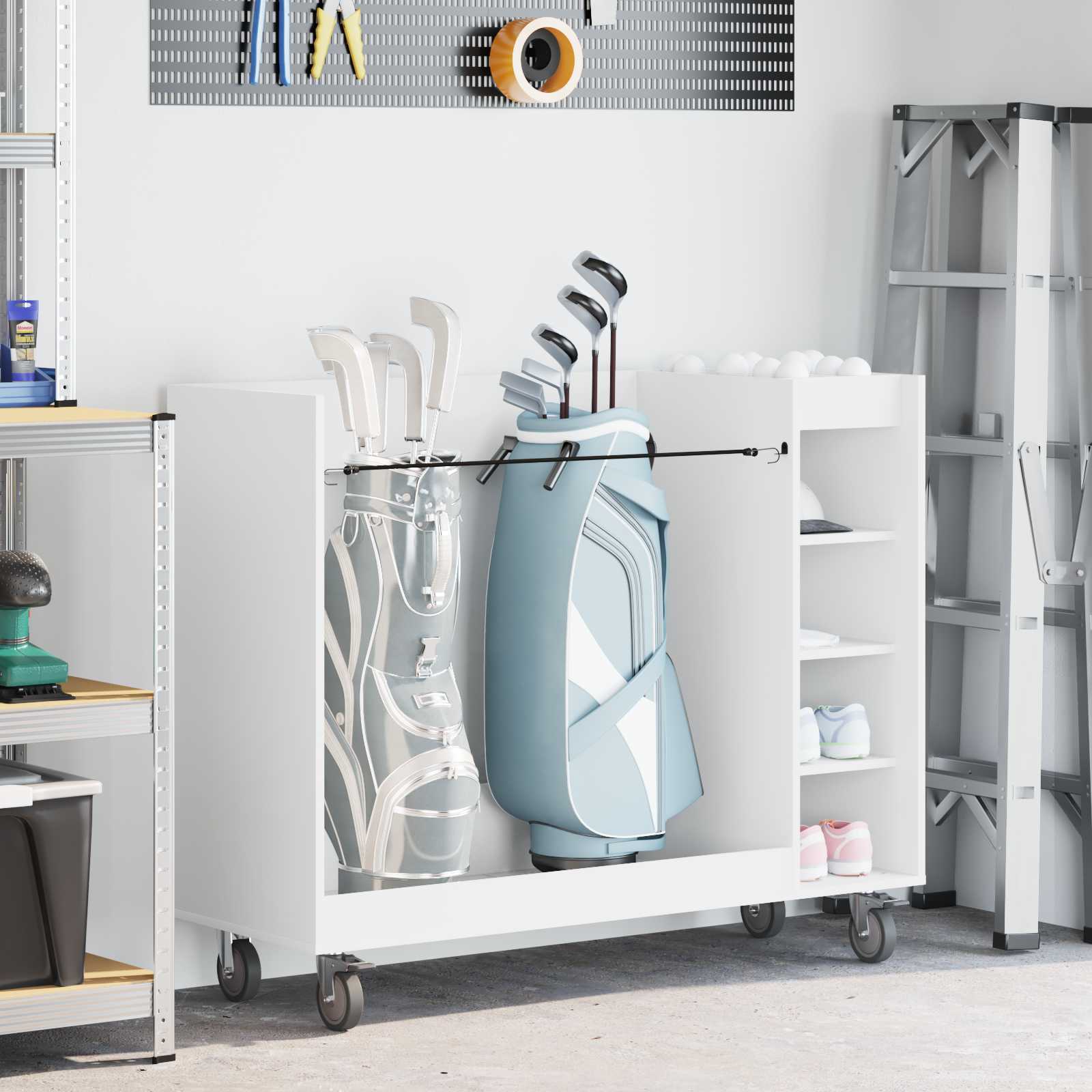 Golf Schrank Mit Rad Uni Weiß 65 x 45 x 98 cm