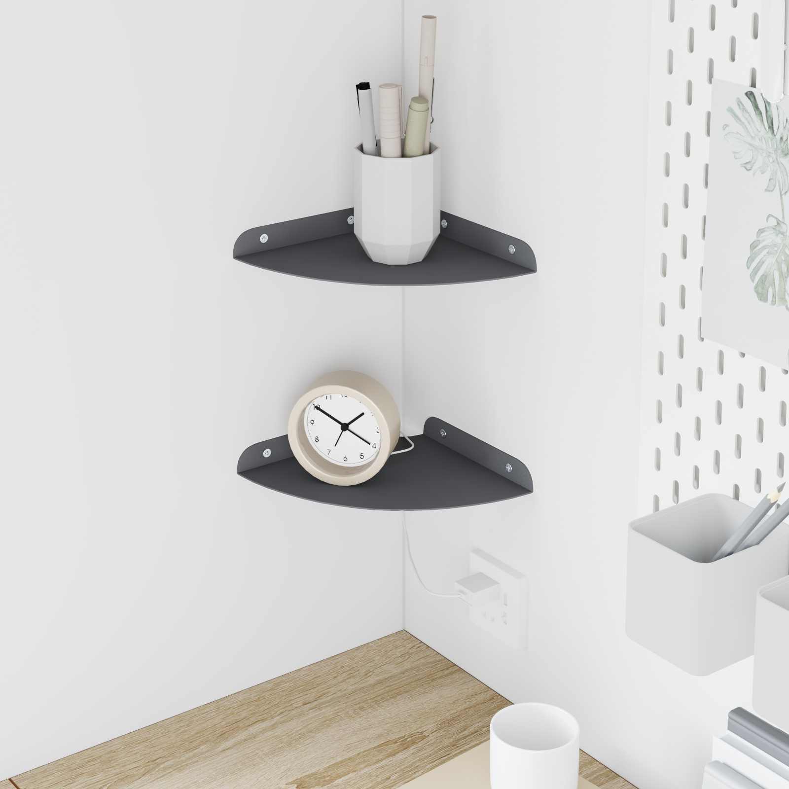 Schwebendes Regal mit Regal 2 pcs Schwarz 15 x 15 x 2 cm