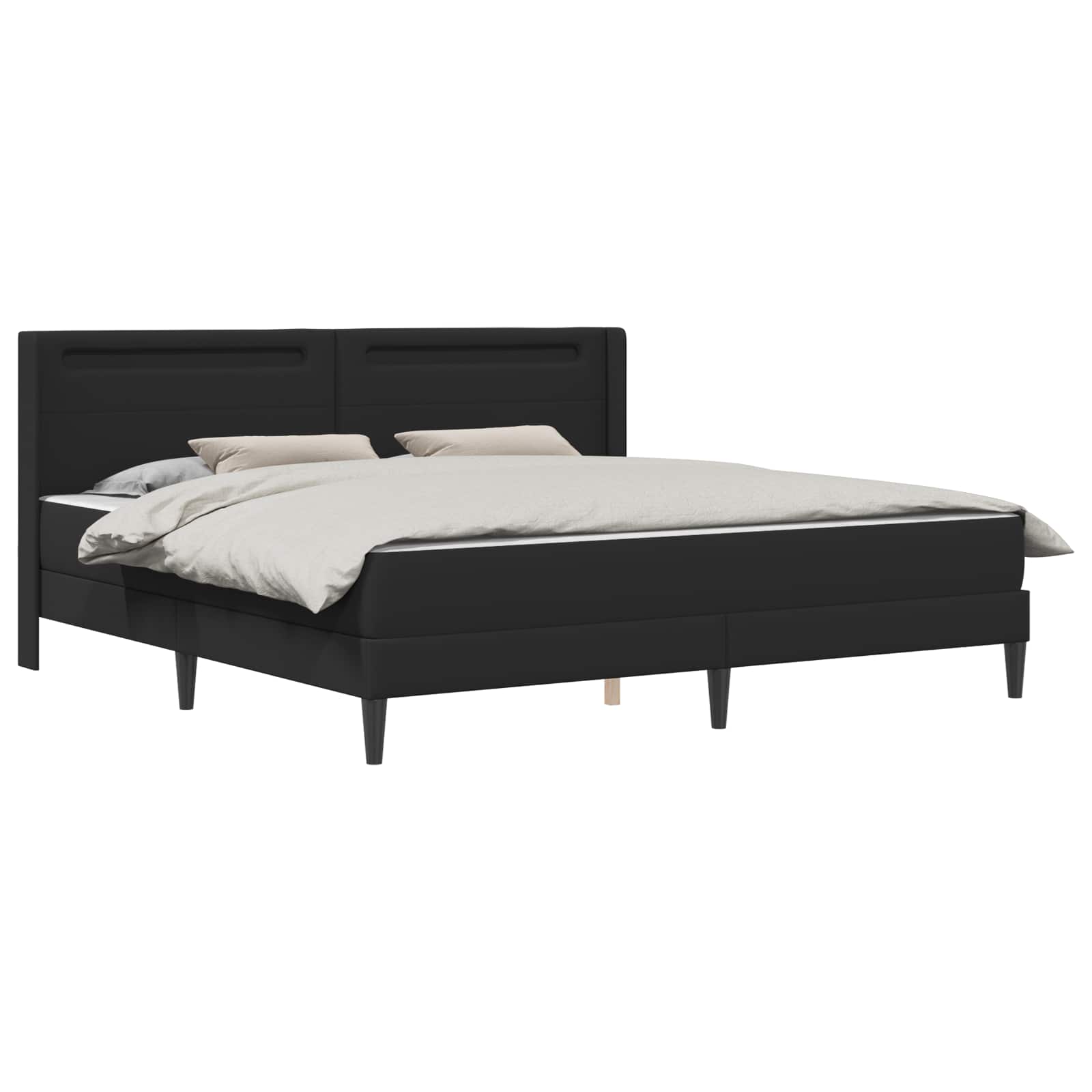 Bettgestell mit Matratze Schwarz 90 x 190 cm Kunstleder