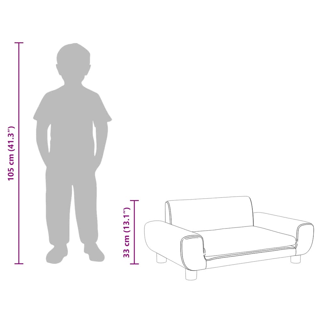 Kindersofa Blau 100x54x33 cm Samt