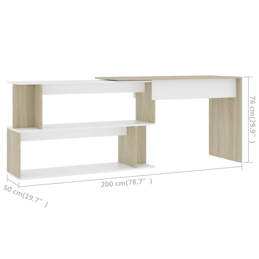 Eckschreibtisch Weiß 200x50x76 cm Holzwerkstoff