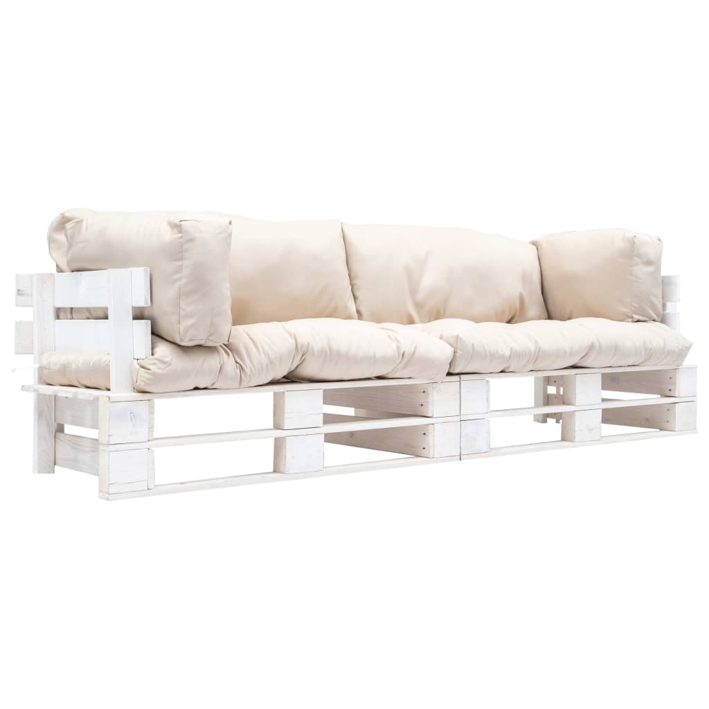 2-tlg. Outdoor-Sofa-Set Paletten mit Kissen in Grau Kiefernholz