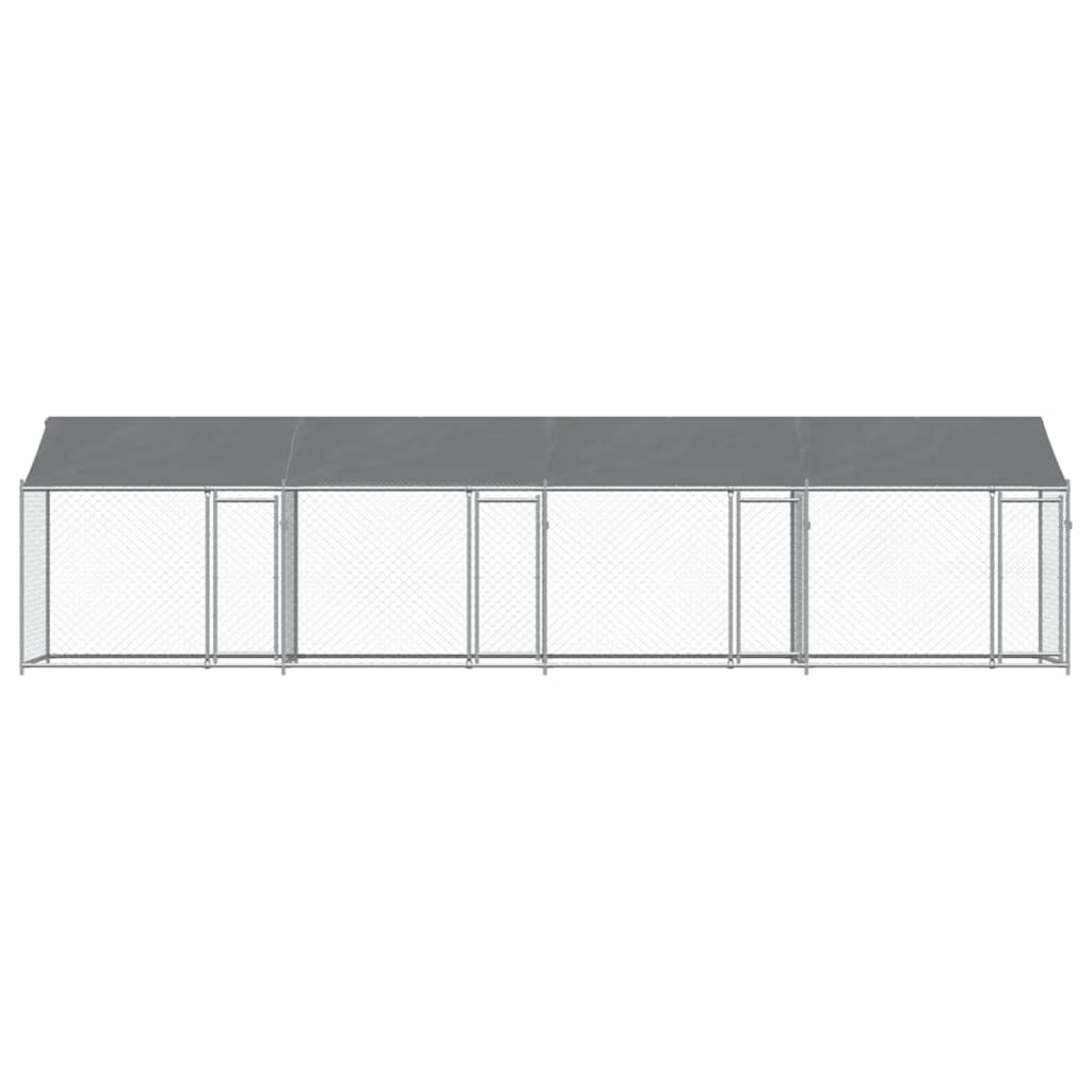 Hundezwinger mit Dach und Tür Grau 2x2x2 m Verzinkter Stahl