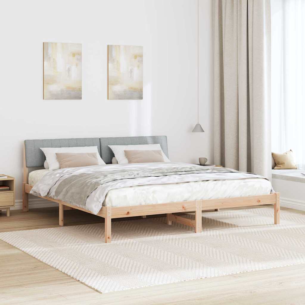 Bettgestell Braun und hellgrau 200 x 200 cm Massivholz Kiefer