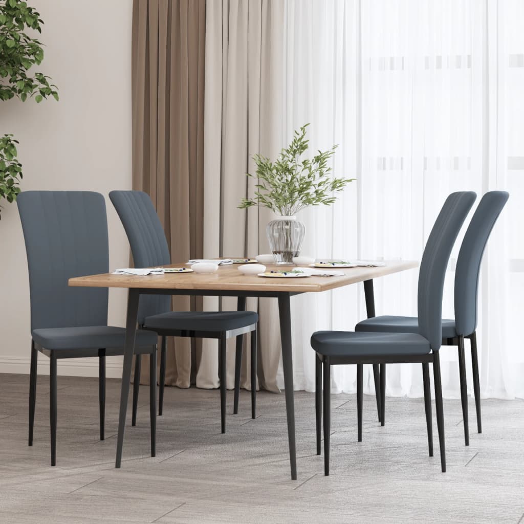 Esszimmerstühle 2 Stk. Dunkelgrau Samt