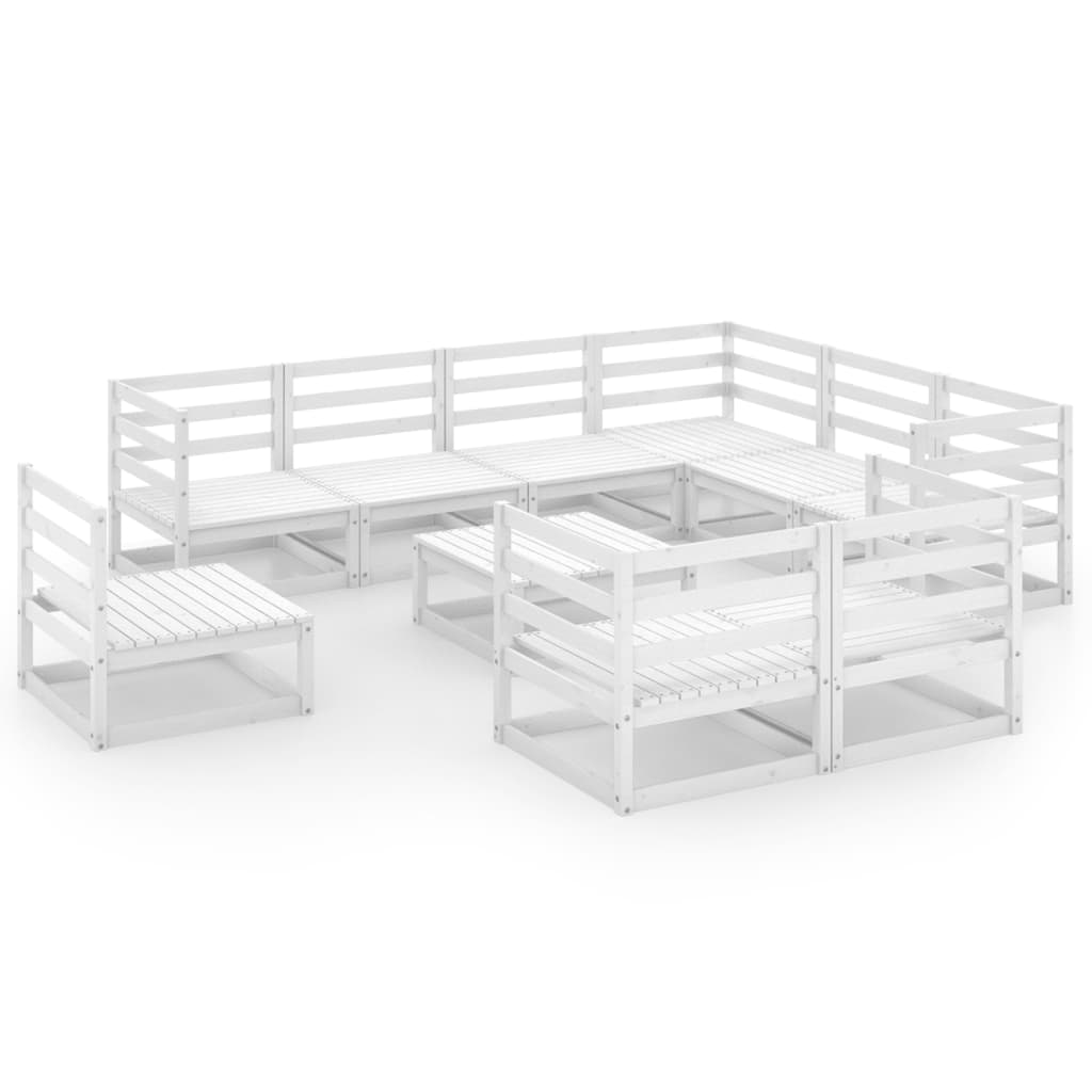 10-tlg. Garten-Lounge-Set mit Kissen Massivholz Kiefer