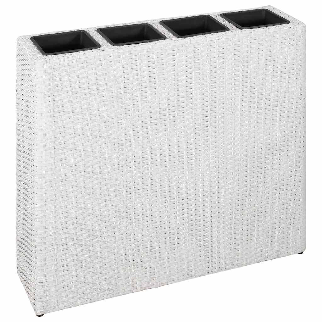 Garten-Hochbeet mit 4 Töpfen 2 Stk. Poly Rattan Grau
