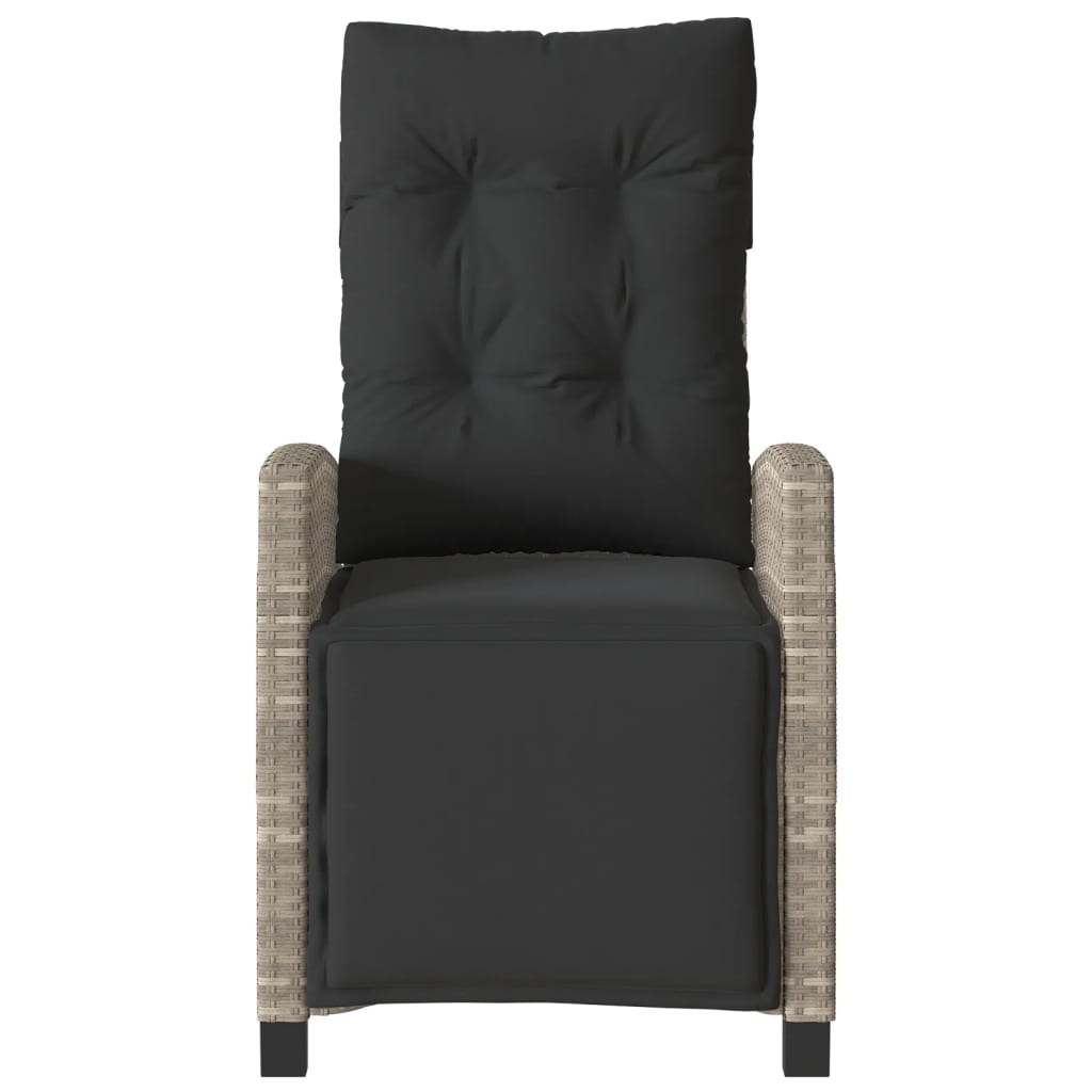 Gartensessel Verstellbar mit Kissen Schwarz Poly Rattan