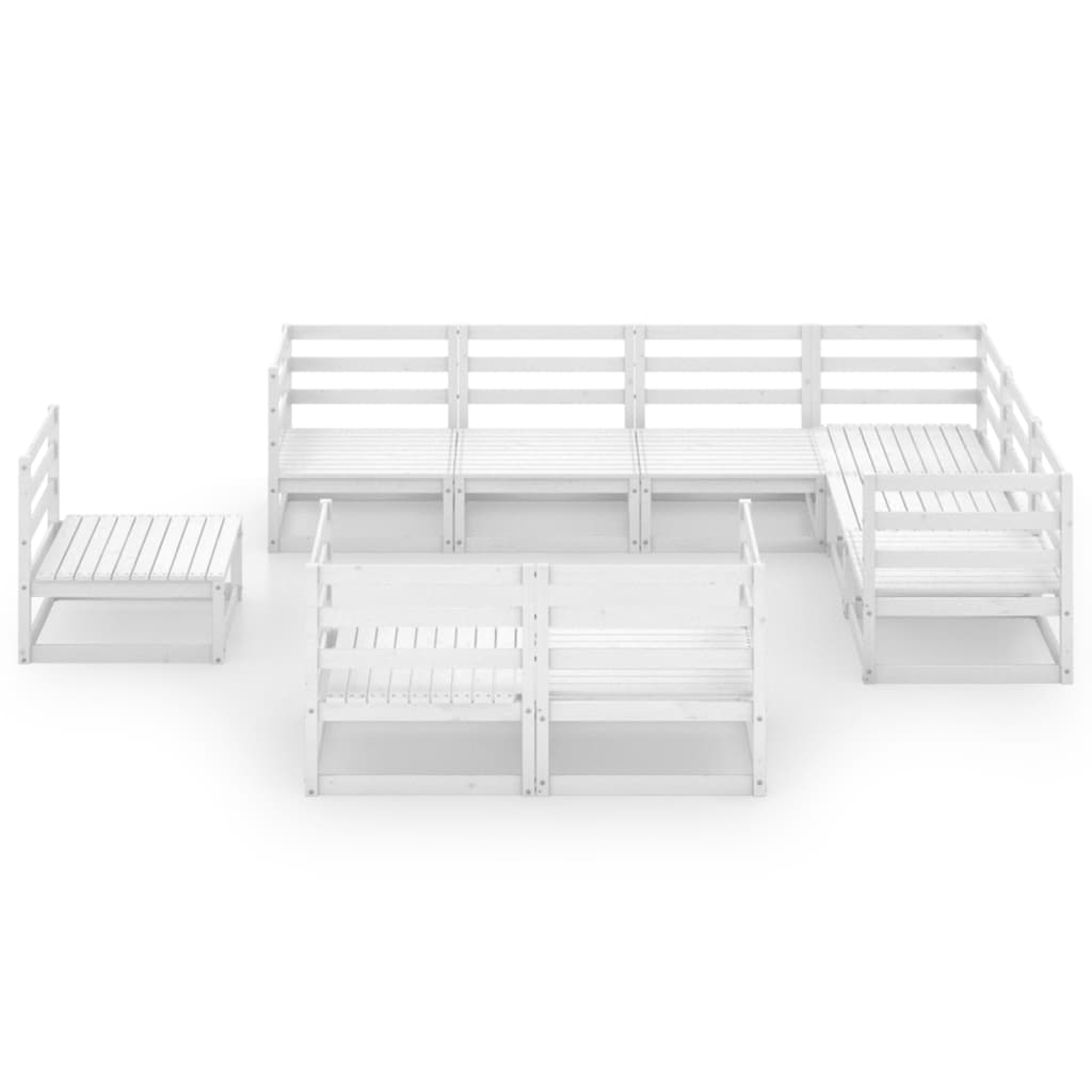 10-tlg. Garten-Lounge-Set mit Kissen Massivholz Kiefer