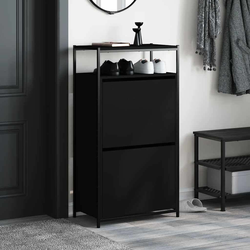 Schuhschrank mit 4 Klappen Sonoma-Eiche 100x34x112 cm