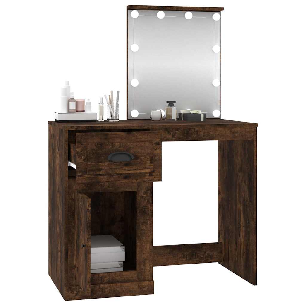 Schminktisch mit Spiegel Weiß 90x50x132,5 cm Holzwerkstoff