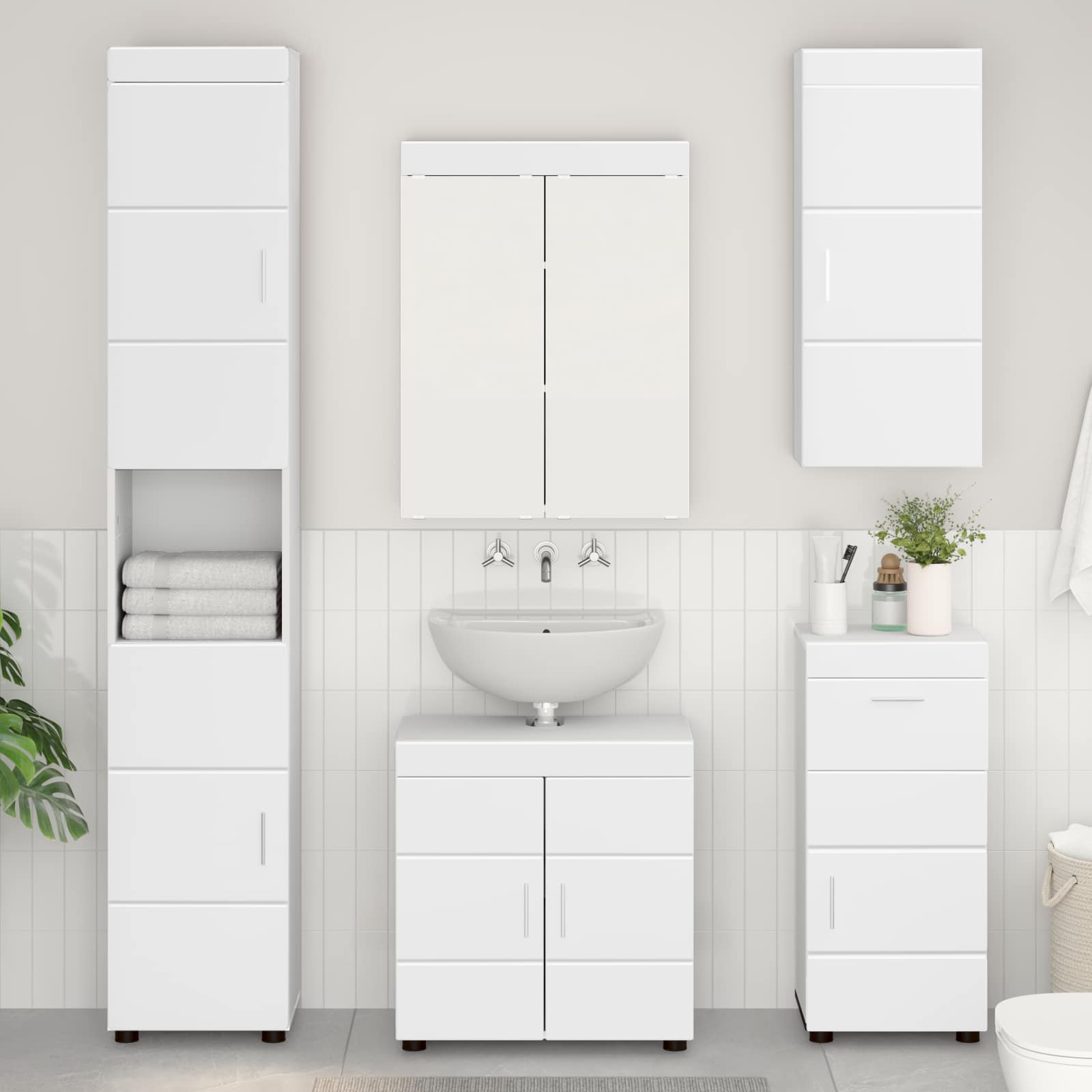 Badezimmermöbel-Set TULUM 2 pcs Weiß 60 x 34 x 63 cm