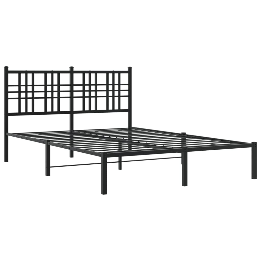 Bettgestell mit Kopf- und Fußteil Metall Schwarz 90x200 cm