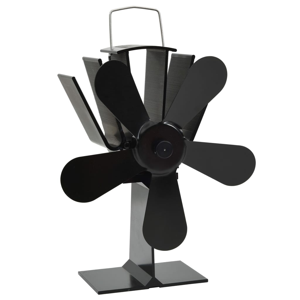 Ofenventilator Wärmebetrieben 2 Blätter Schwarz