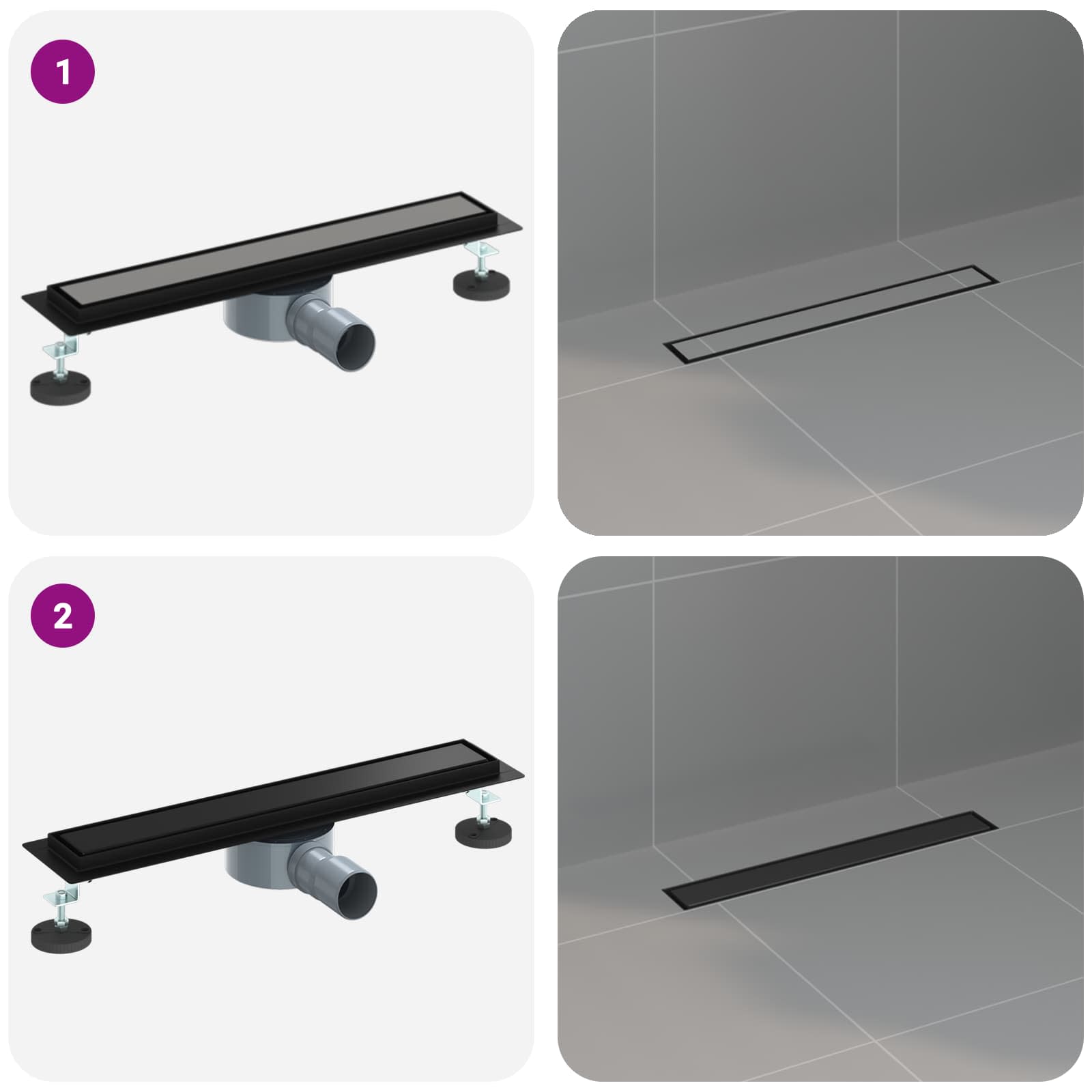Duschablauf 2-in-1 mit 360° Siphon Silber 54 x 11 x 9,5 cm