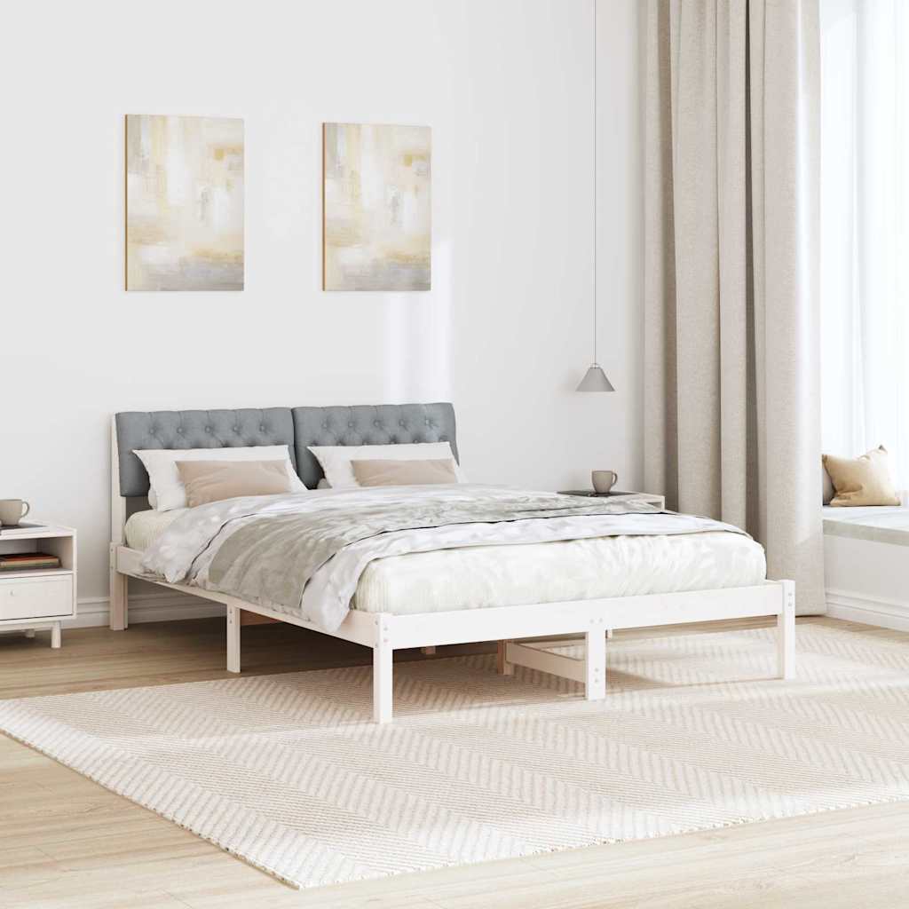 Bettgestell Braun und hellgrau 200 x 200 cm Massivholz Kiefer