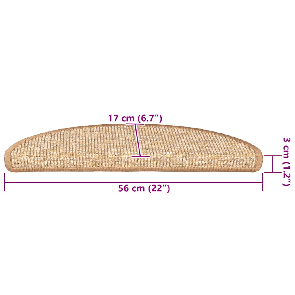 Stufenmatten 15 Stk. 56x17x3 cm Beige und Grau Halbrund