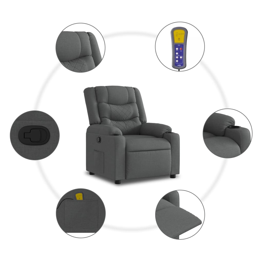 Massage-Relaxsessel Hellgrau Stoff
