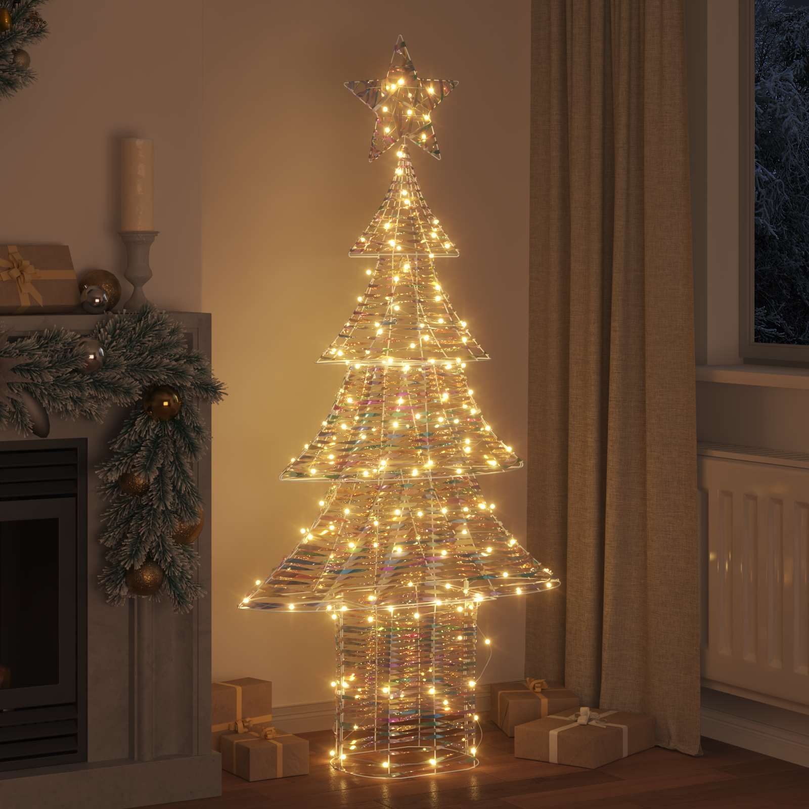 Weihnachtsbaum mit 120 LEDs Warmweiß 120,5 cm PET
