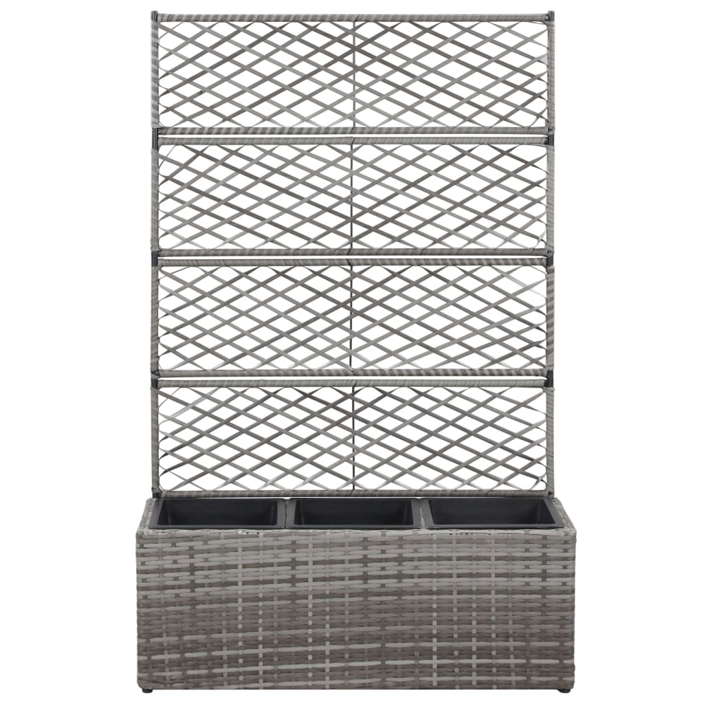 Hochbeet mit Rankgitter 1 Topf 30x30x107cm Poly Rattan Schwarz