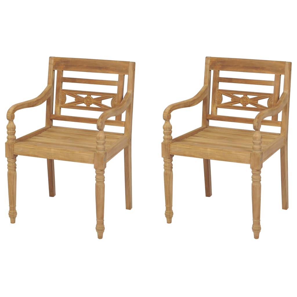 Batavia-Stühle 2 Stk. mit Polstern Massivholz Teak