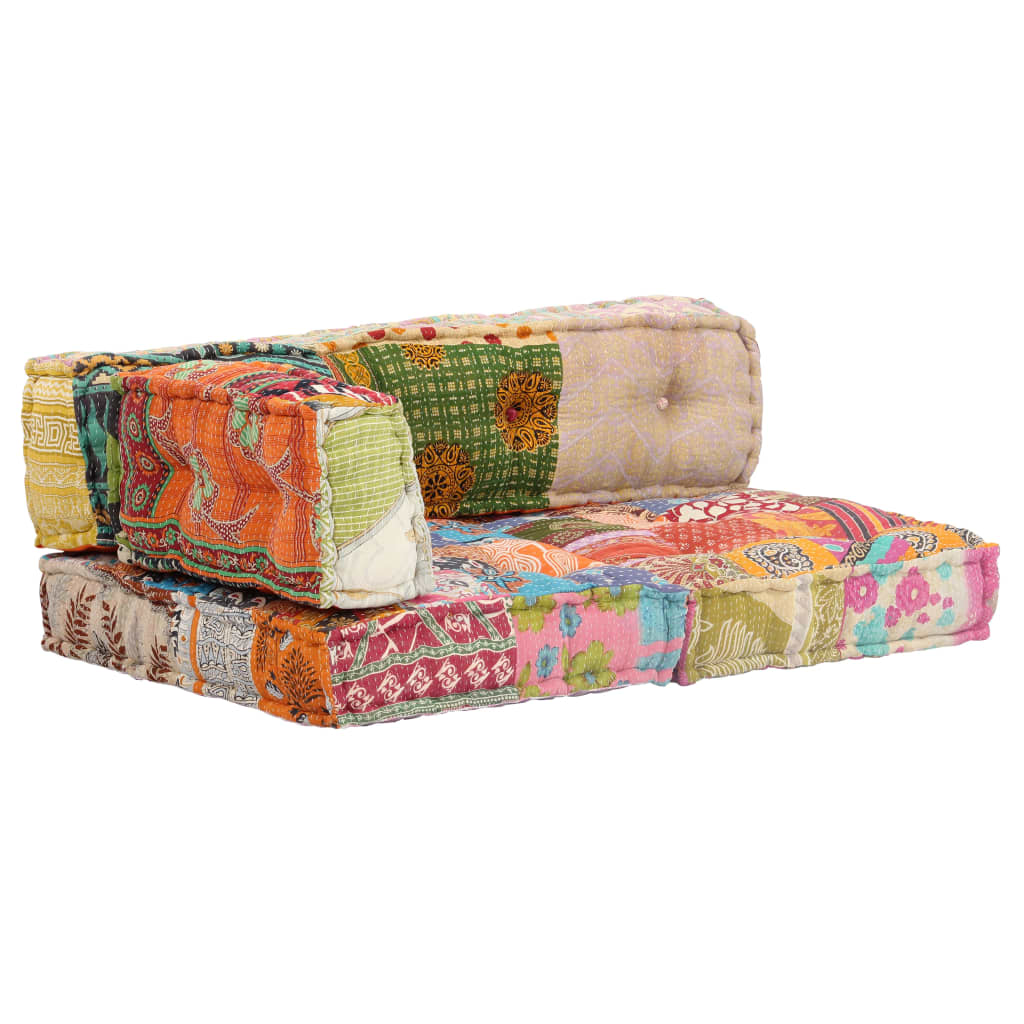 2-Sitzer Modularer Pouf Patchwork Stoff