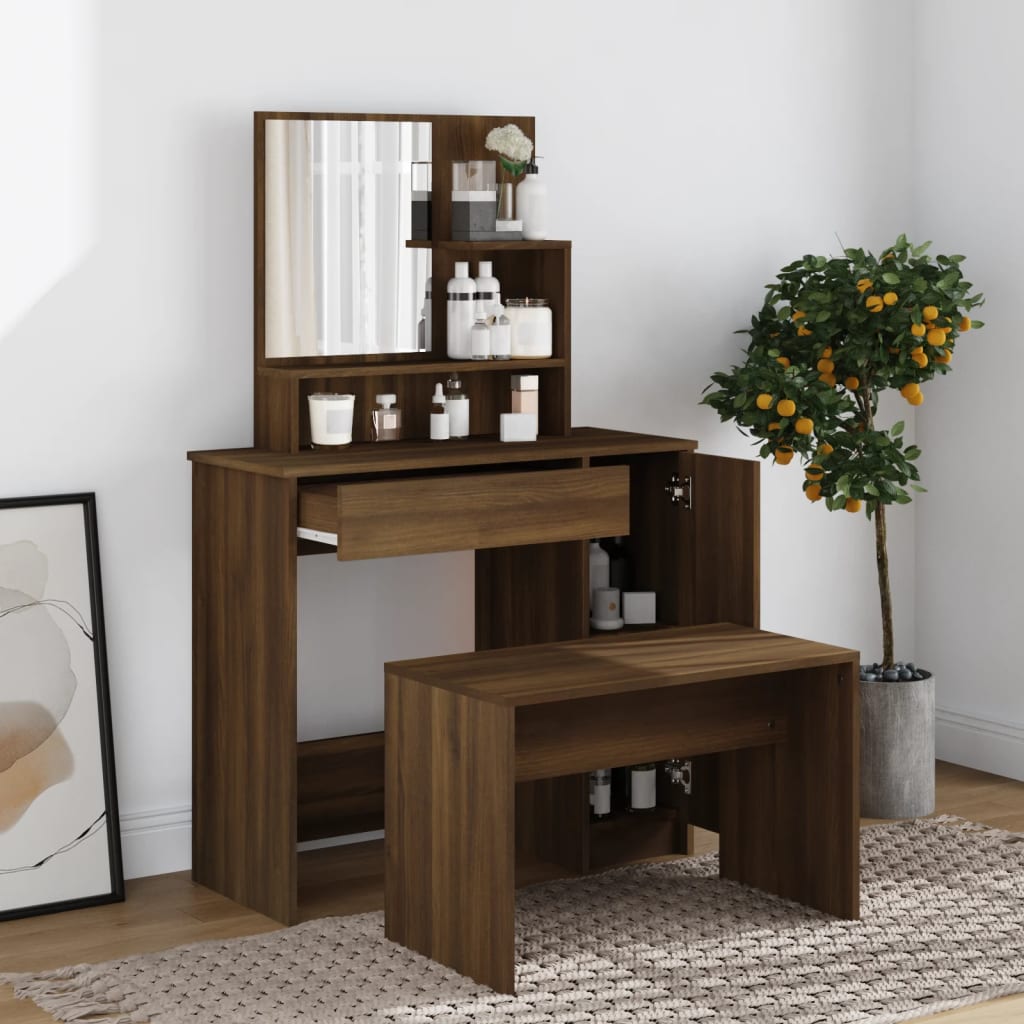 Schminktisch mit Spiegel Weiß 86,5x35x136 cm