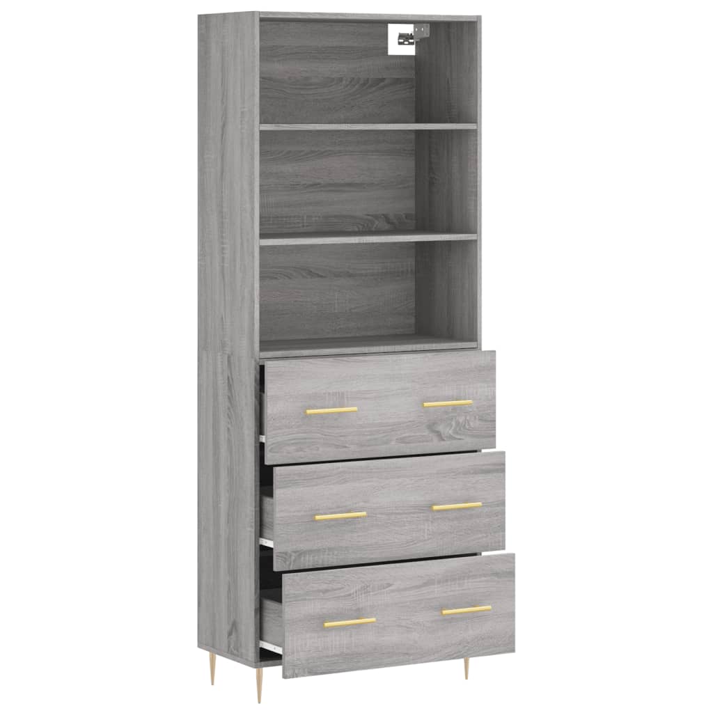 Highboard Hochglanz-Weiß 69,5x34x180 cm Holzwerkstoff