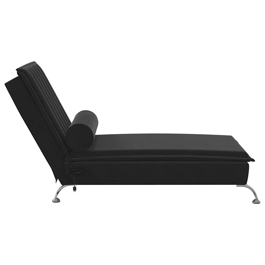 Massage-Chaiselongue mit Nackenrolle Hellgrau Samt
