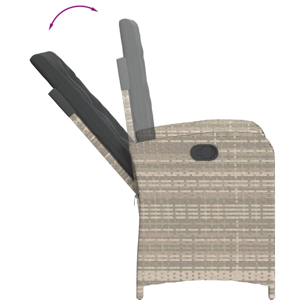 Gartensessel Verstellbar mit Kissen Schwarz Poly Rattan