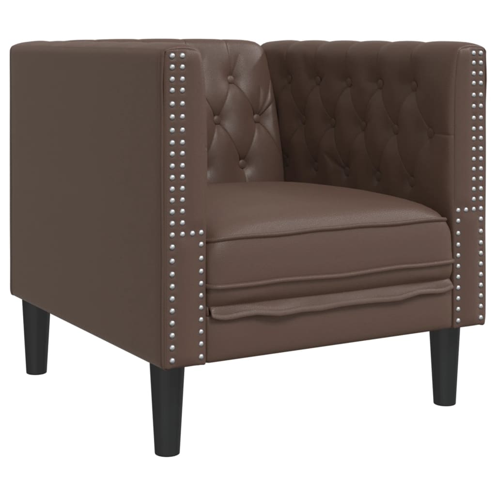 3-tlg. Chesterfield-Sofa-Set Schwarz Kunstleder