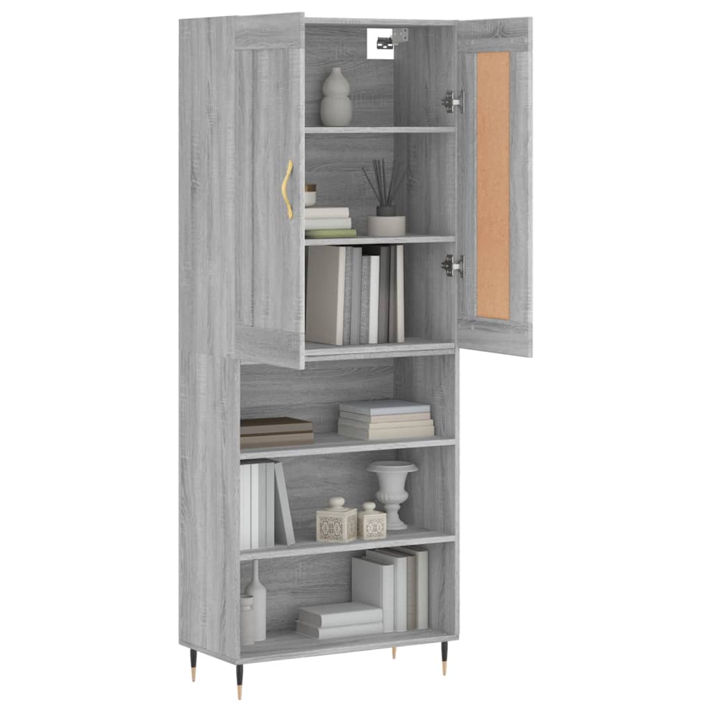 Highboard Betongrau 69,5x34x180 cm Holzwerkstoff